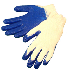 GLOVE STRING KNIT NATURA;BLUE LATEX PALM COAT - Latex, Supported